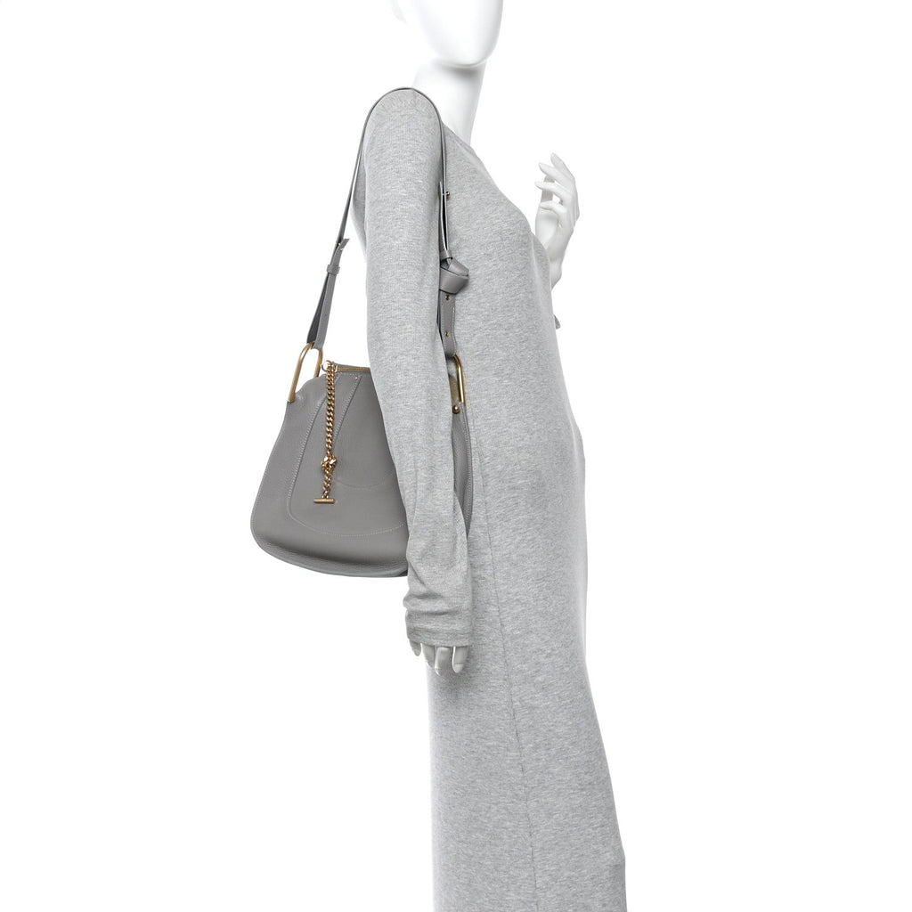 Grained Calfskin Small Hayley Hobo Cashmere Grey