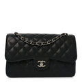 Caviar Quilted Jumbo Double Flap Black