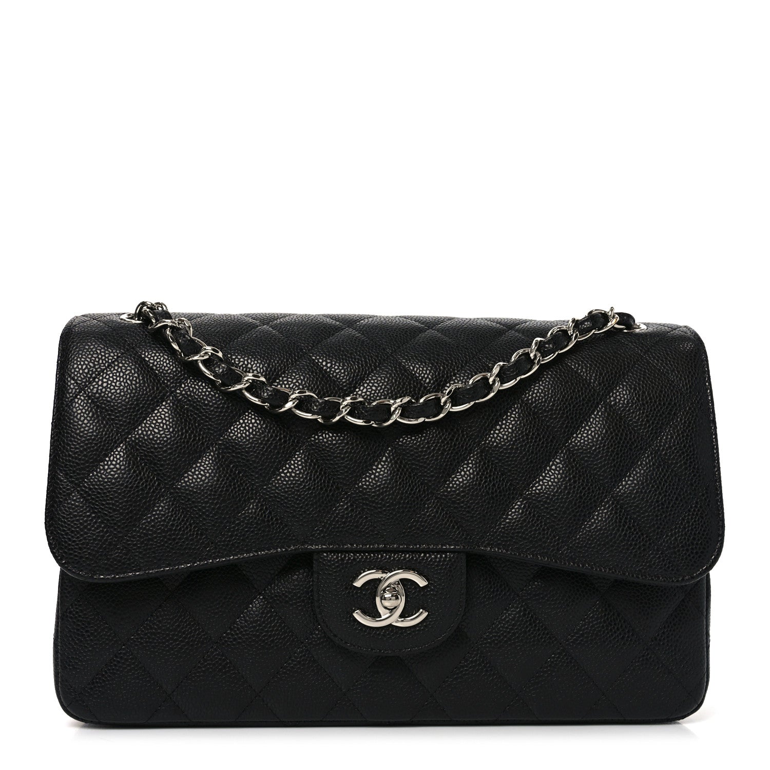 Caviar Quilted Jumbo Double Flap Black