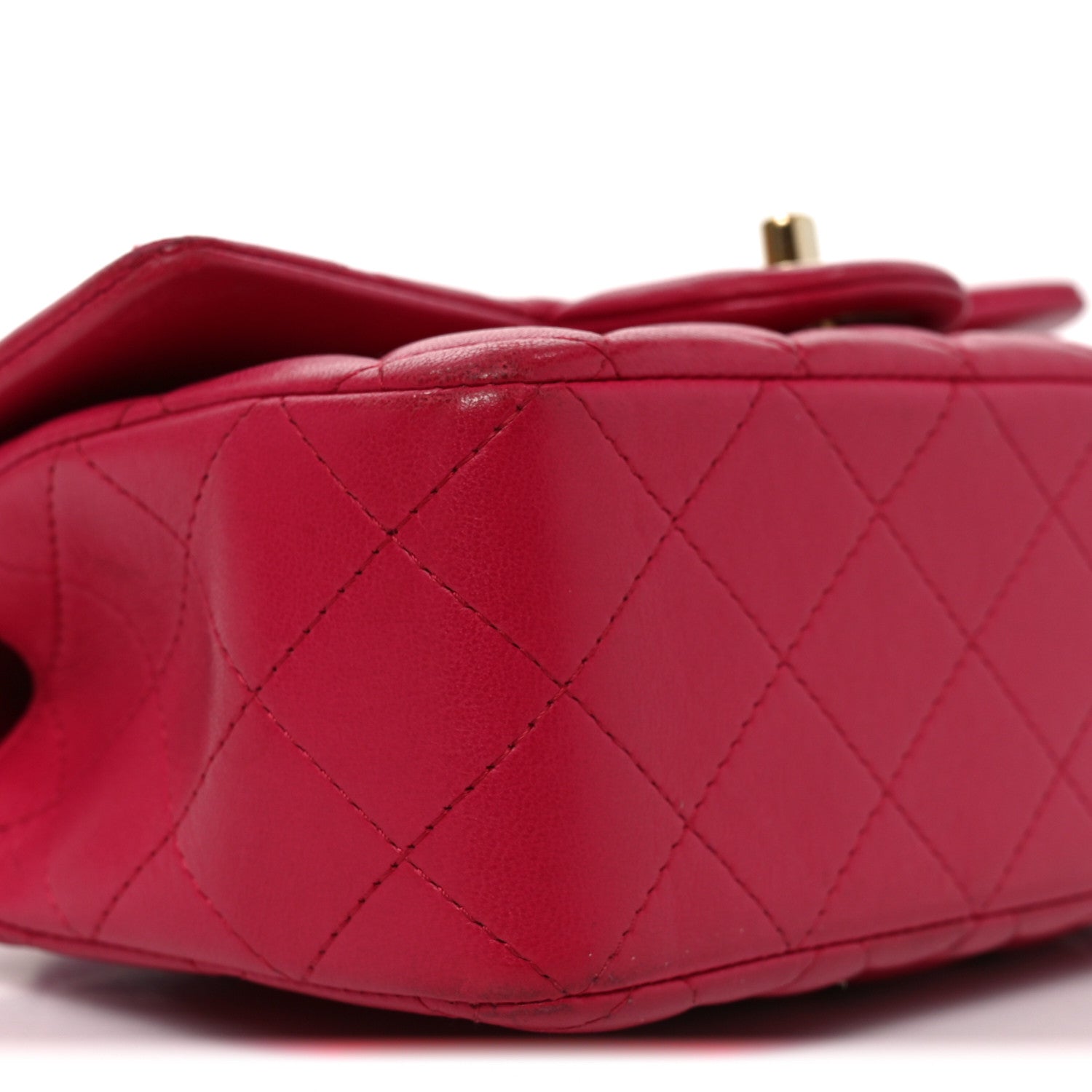 Lambskin Quilted Mini Top Handle Rectangular Flap Dark Pink