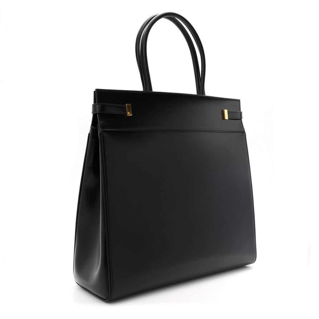 Smooth Calfskin Manhattan North South Shopper Tote Black