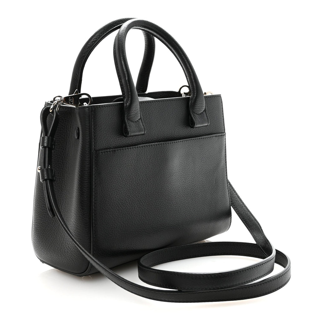 Grained Calfskin Mini Neo Executive Shopper Tote Black