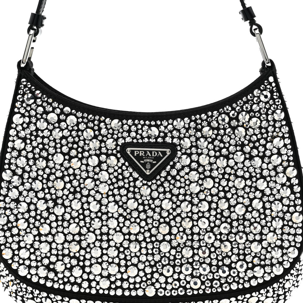 Satin Crystal Cleo Adjustable Strap Shoulder Bag Metal