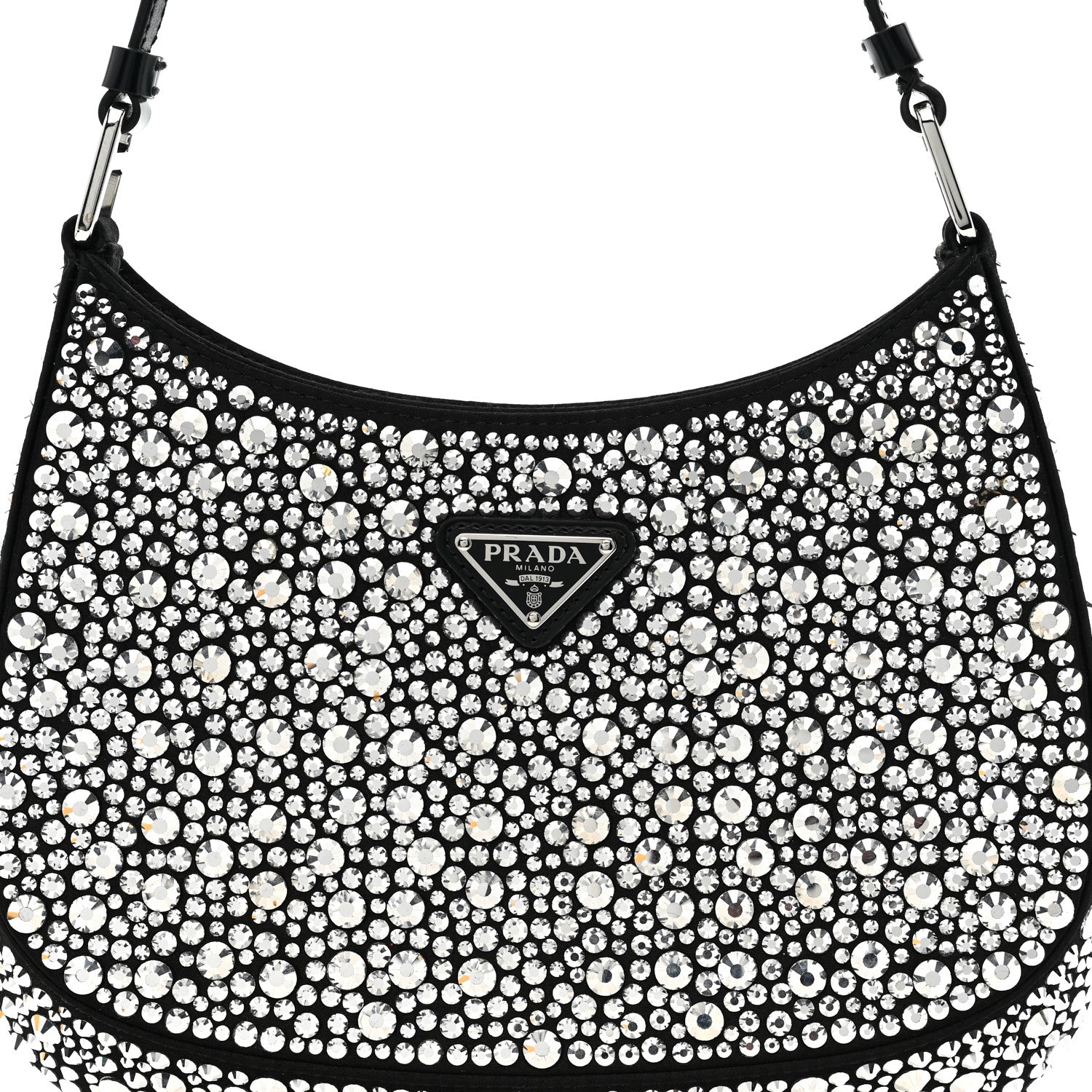 Satin Crystal Cleo Adjustable Strap Shoulder Bag Metal