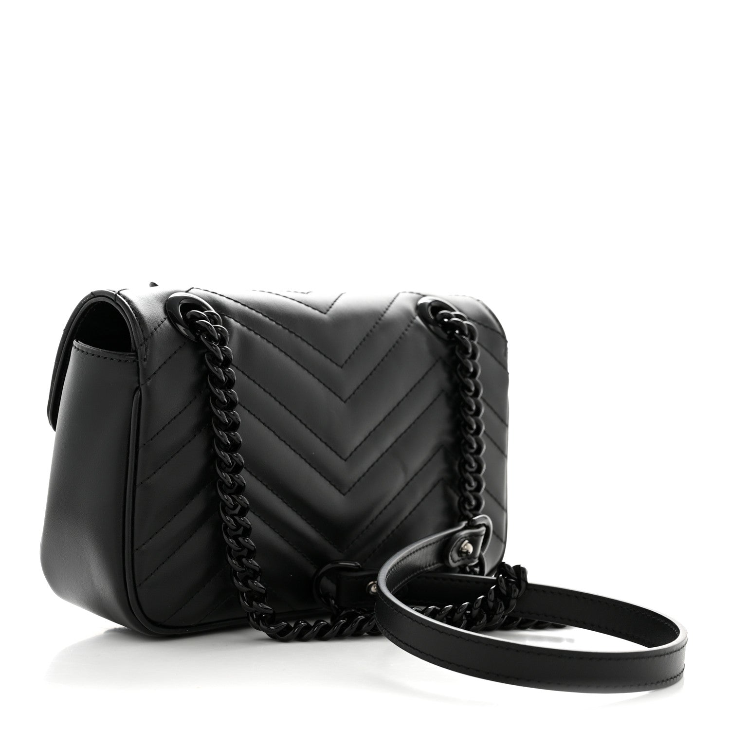 Calfskin Matelasse Monochrome Mini GG Marmont Shoulder Bag Black
