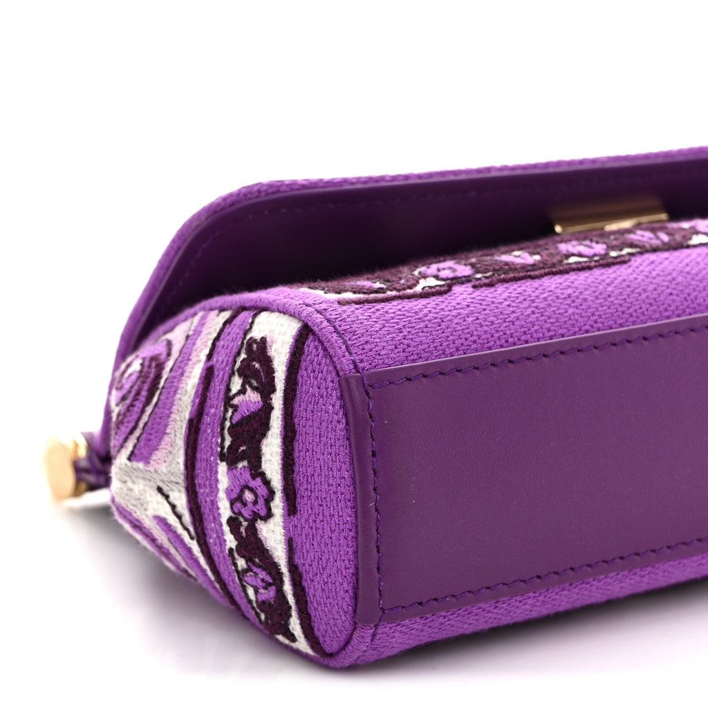 Canvas Embroidery Majolica Small Sicily Handbag Purple
