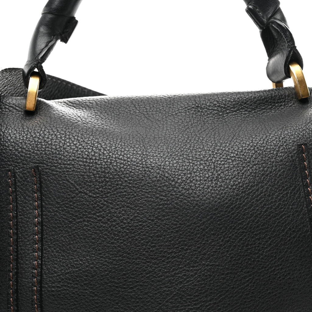 Calfskin Medium Marcie Top Handle Bag Black