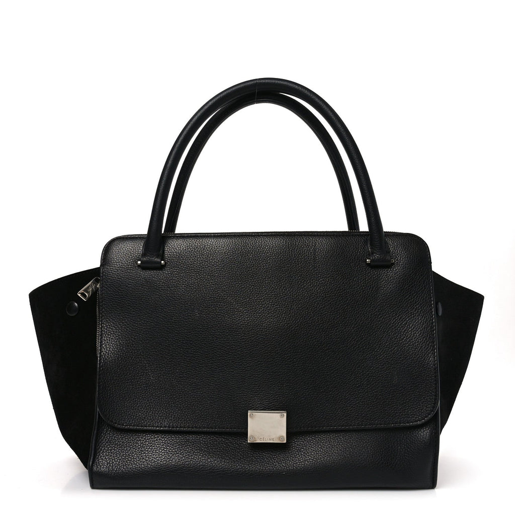 Drummed Calfskin Suede Double Zip Trapeze Black