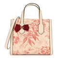 Canvas Herbarium Print Ribbon Top Handle Bag Pink White