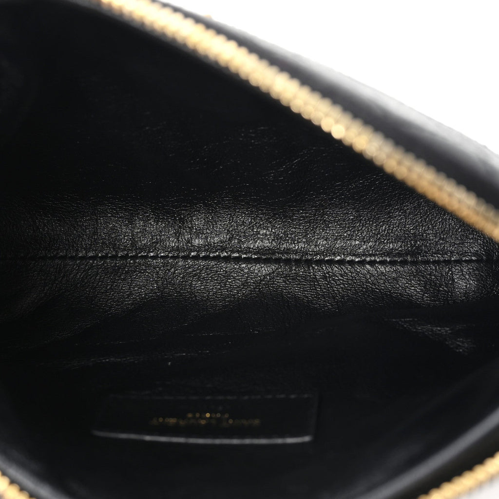Lambskin Quilted Gaby Zipped Pouch Black