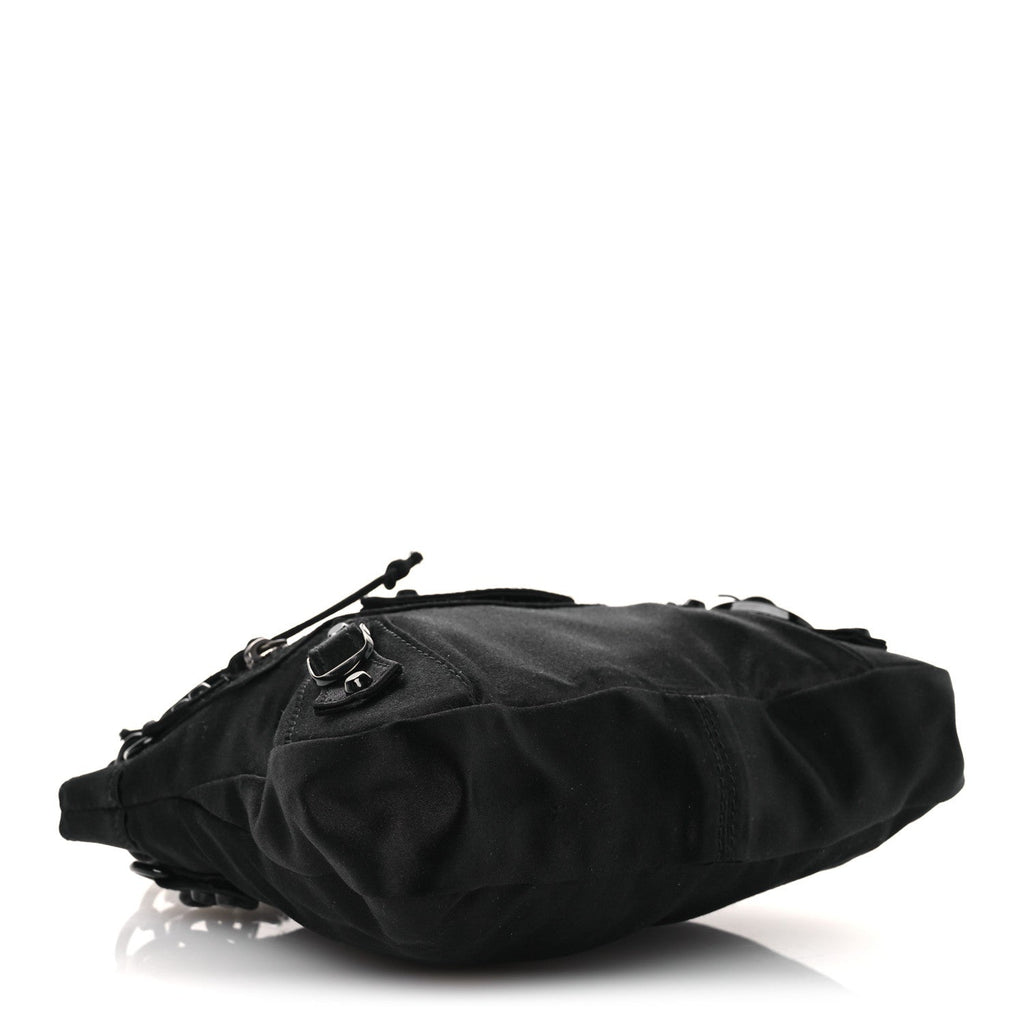 Satin Enamel Classique Chain Shoulder Bag Black