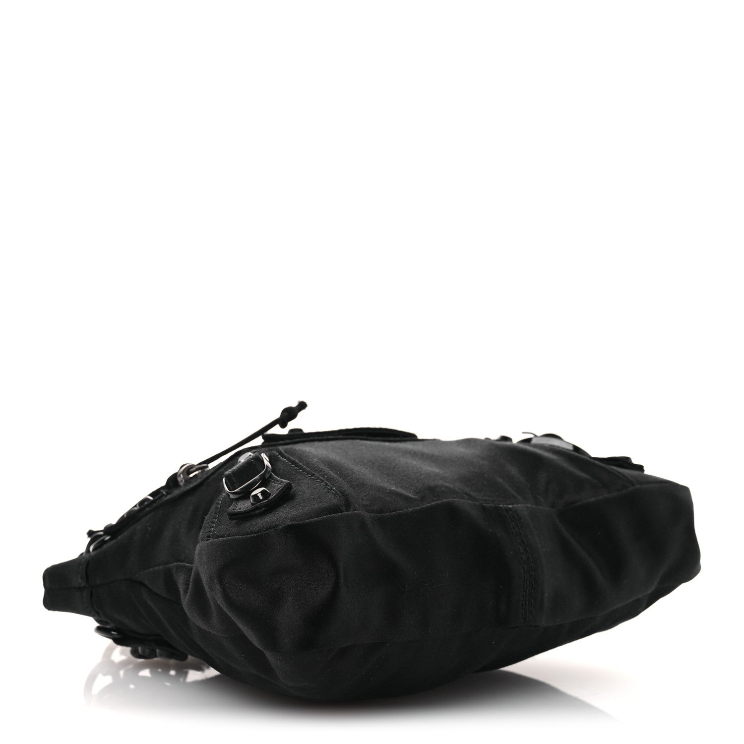 Satin Enamel Classique Chain Shoulder Bag Black