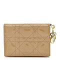 Patent Cannage Small Lady Dior Flap  Holder Rose De Vents