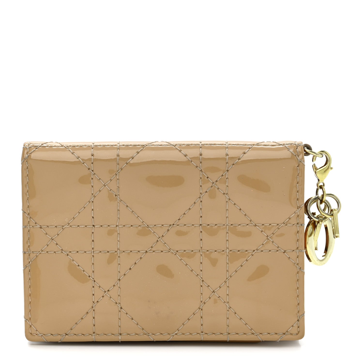 Patent Cannage Small Lady Dior Flap  Holder Rose De Vents