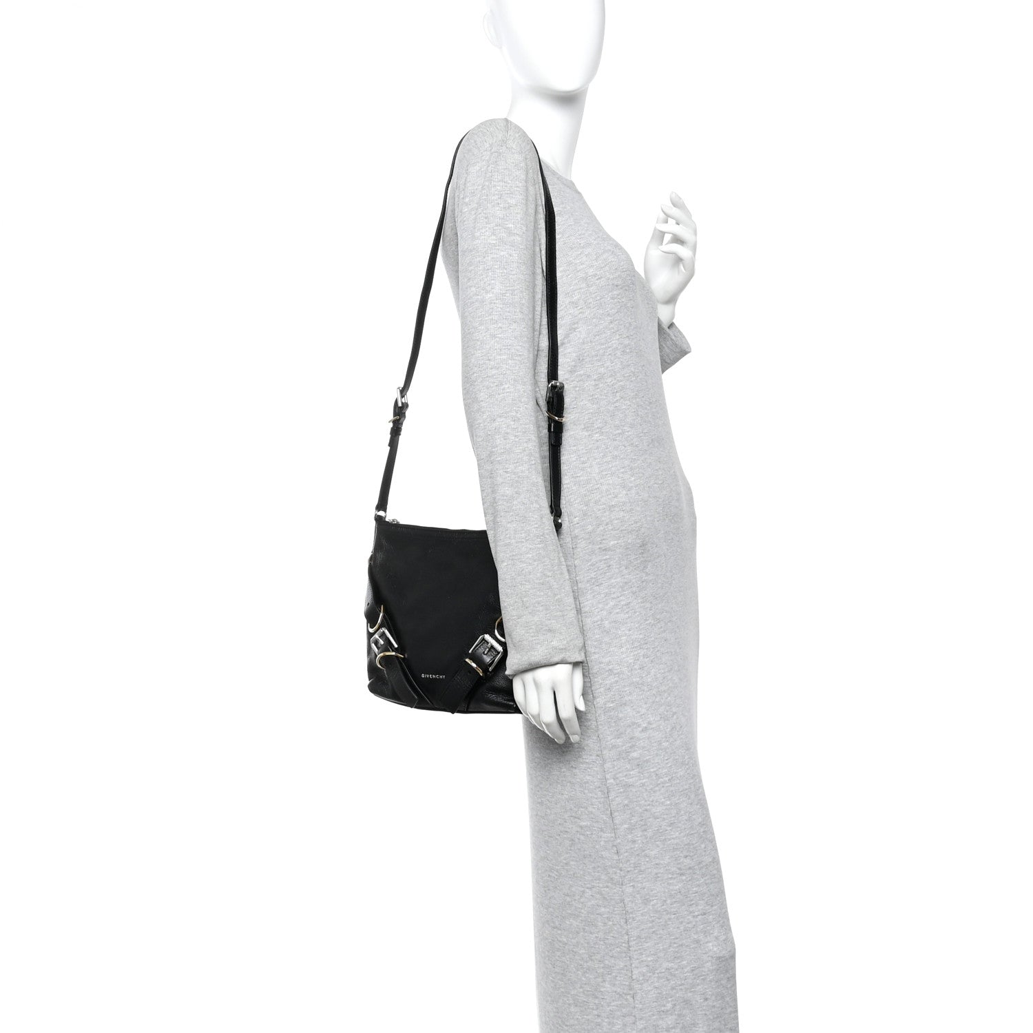 Crinkled Calfskin Small Voyou Bag Black