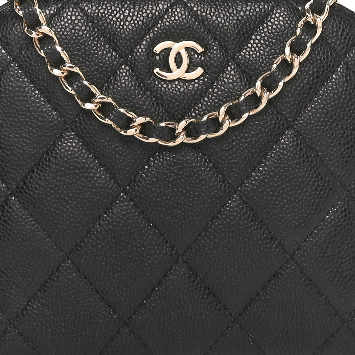 Caviar Quilted Classic Clutch With Chain Black