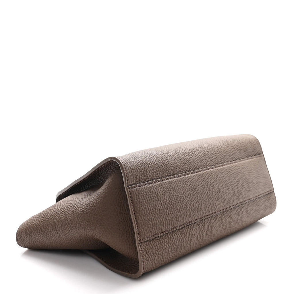Grained Calfskin Marlo 12 Tote Bag Dark Olive