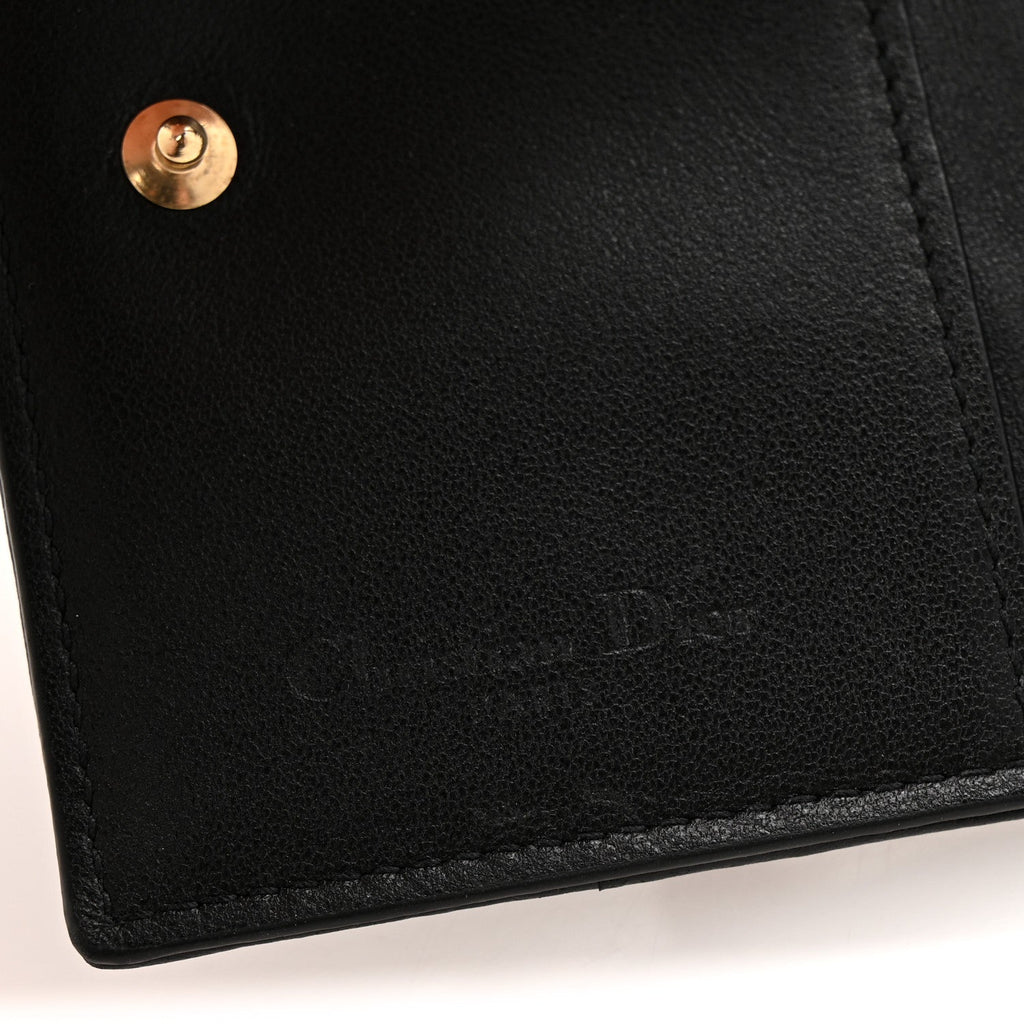 Lambskin Cannage Small Lady Dior Flap  Holder Black