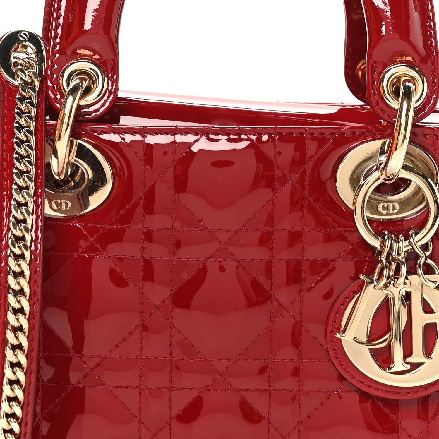 Patent Cannage Mini Lady Dior Red