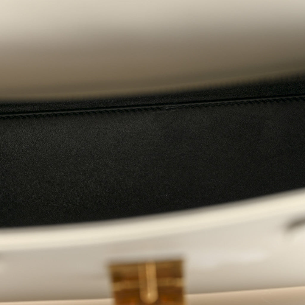 Shiny Calfskin Le Fermoir Top Handle Bag Small Crema Soft