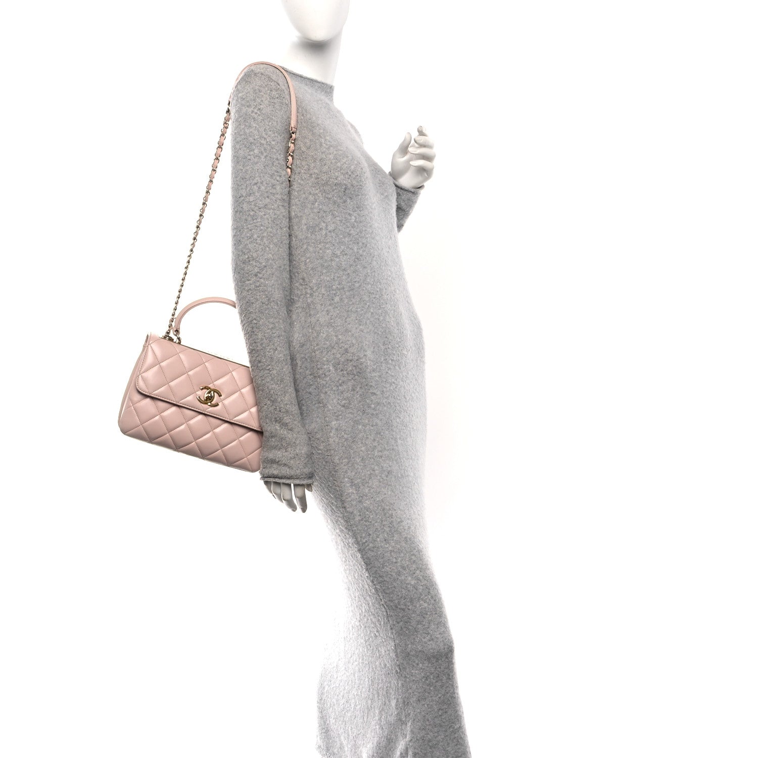 Lambskin Quilted Small Trendy CC Flap Dual Handle Bag Light Pink