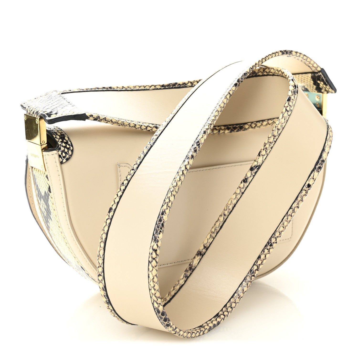 Calfskin Snakeskin Small Olympia Shoulder Bag Pale Biscuit