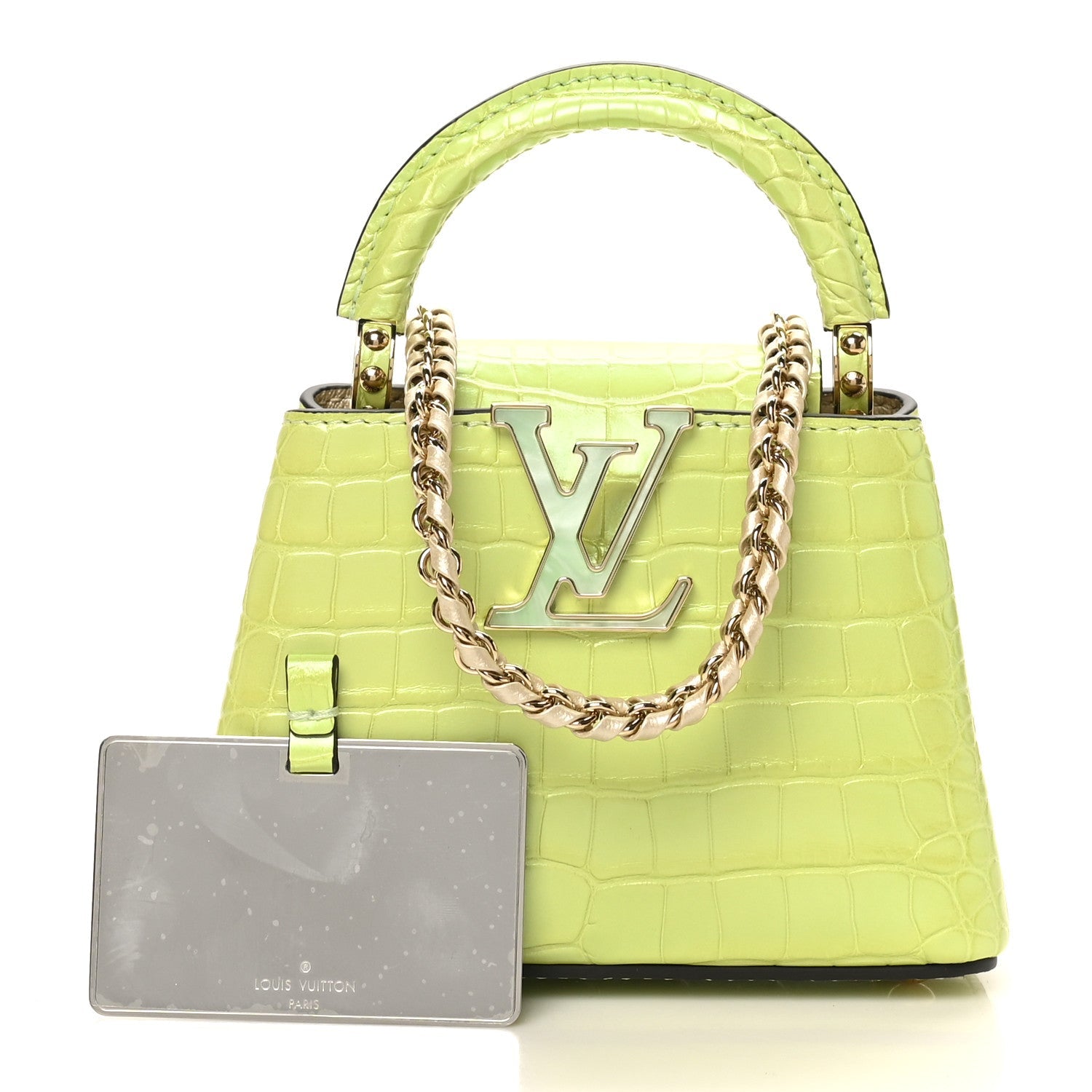 Iridescent Alligator Nano Capucines Lime