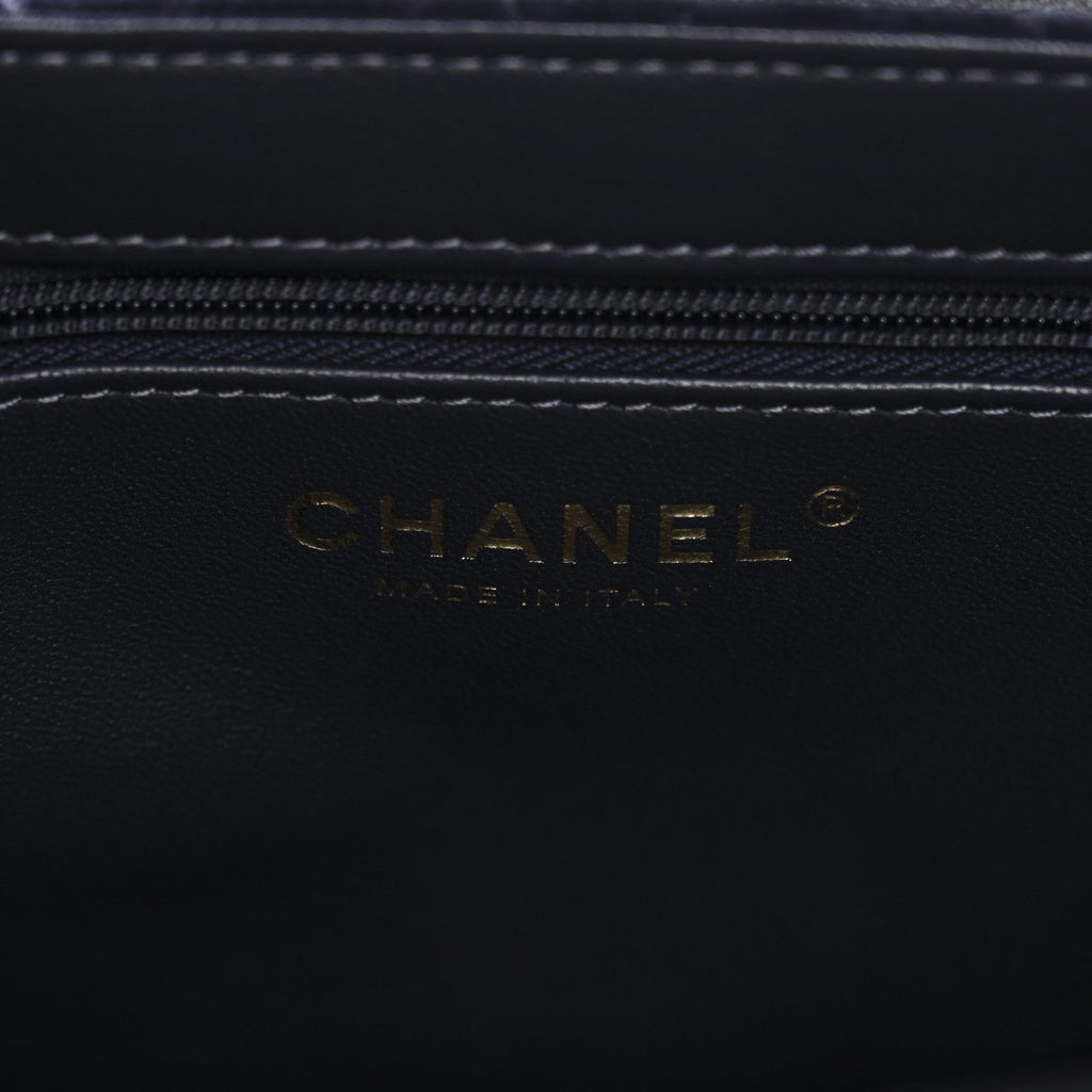 Velvet Quilted Nano Kelly Shopper Navy