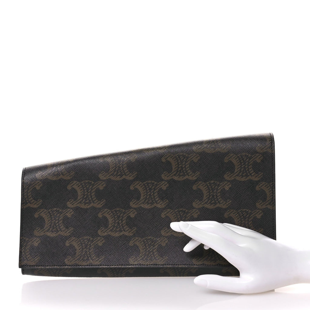 Triomphe Canvas Asymmetric Clutch Tan