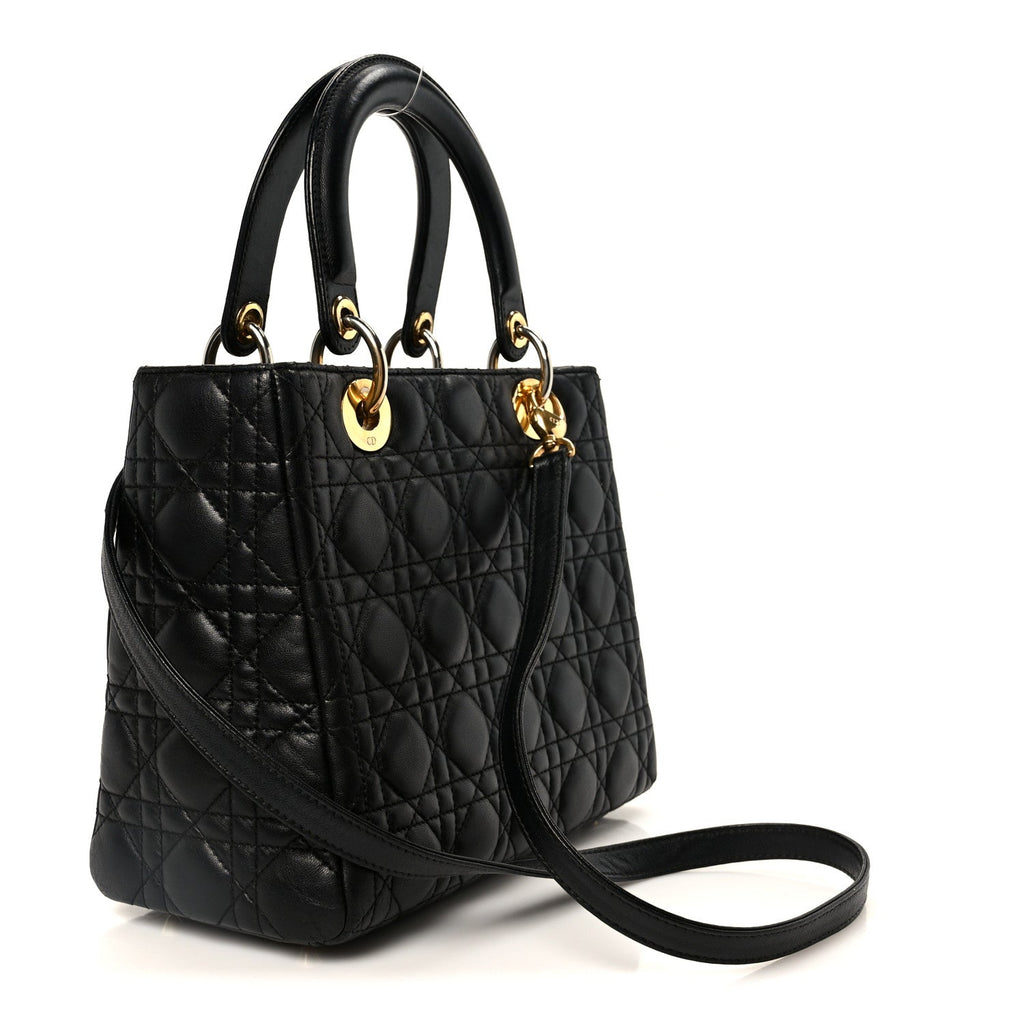 Lambskin Cannage Medium Lady Dior Black