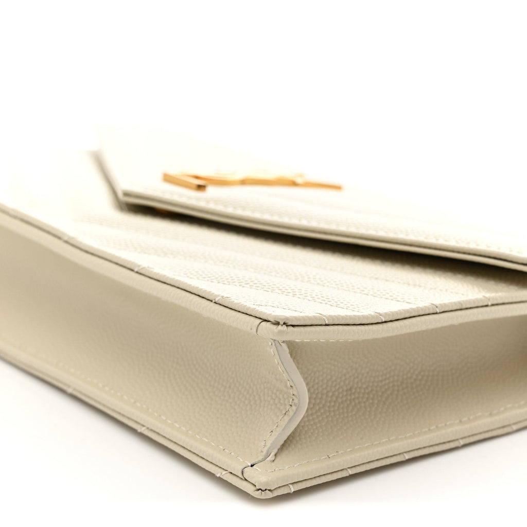 Grain De Poudre Matelasse Chevron Monogram Envelope Chain Wallet Crema Soft