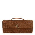 Suede Intrecciato Long Andiamo Top Handle Clutch Amber