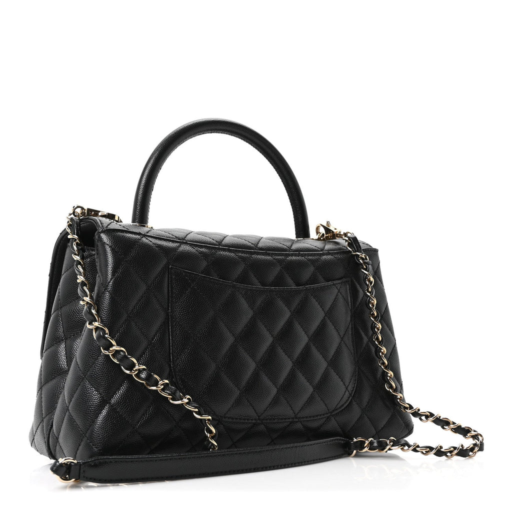 Caviar Quilted Small Coco Handle Flap Black