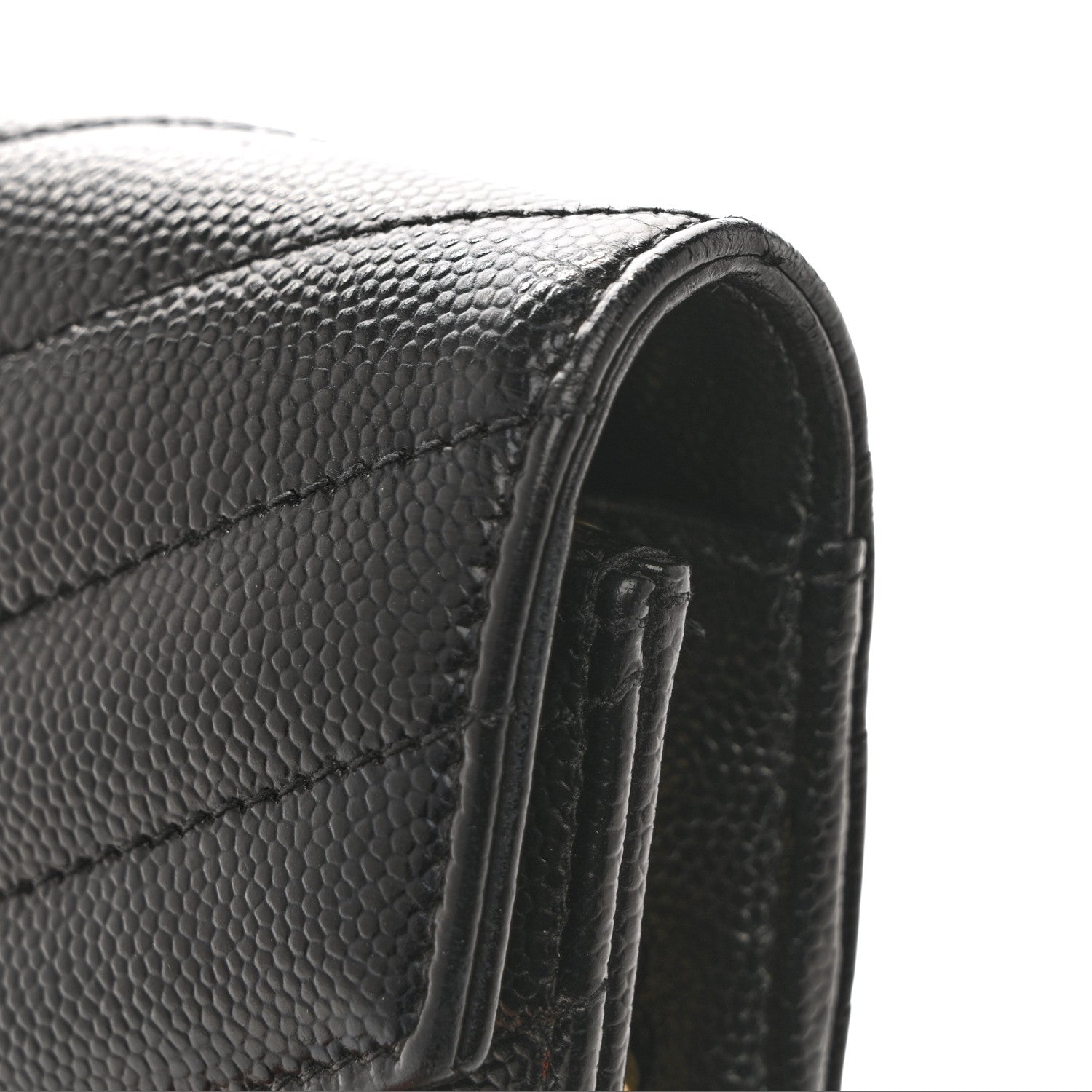 Grain De Poudre Matelasse Chevron Monogram Envelope Chain Wallet Black