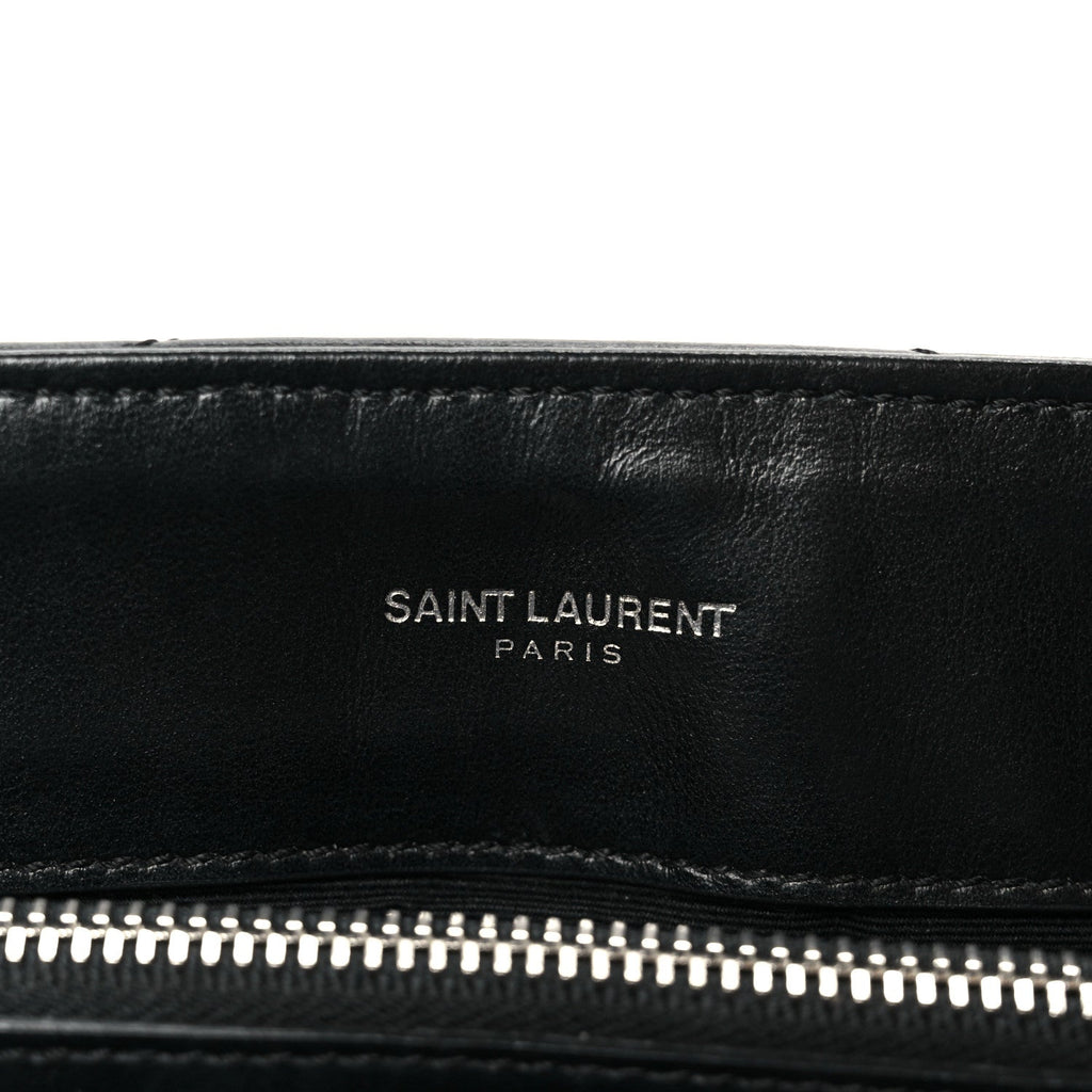 Calfskin Y Quilted Monogram Medium Loulou Chain Satchel Black