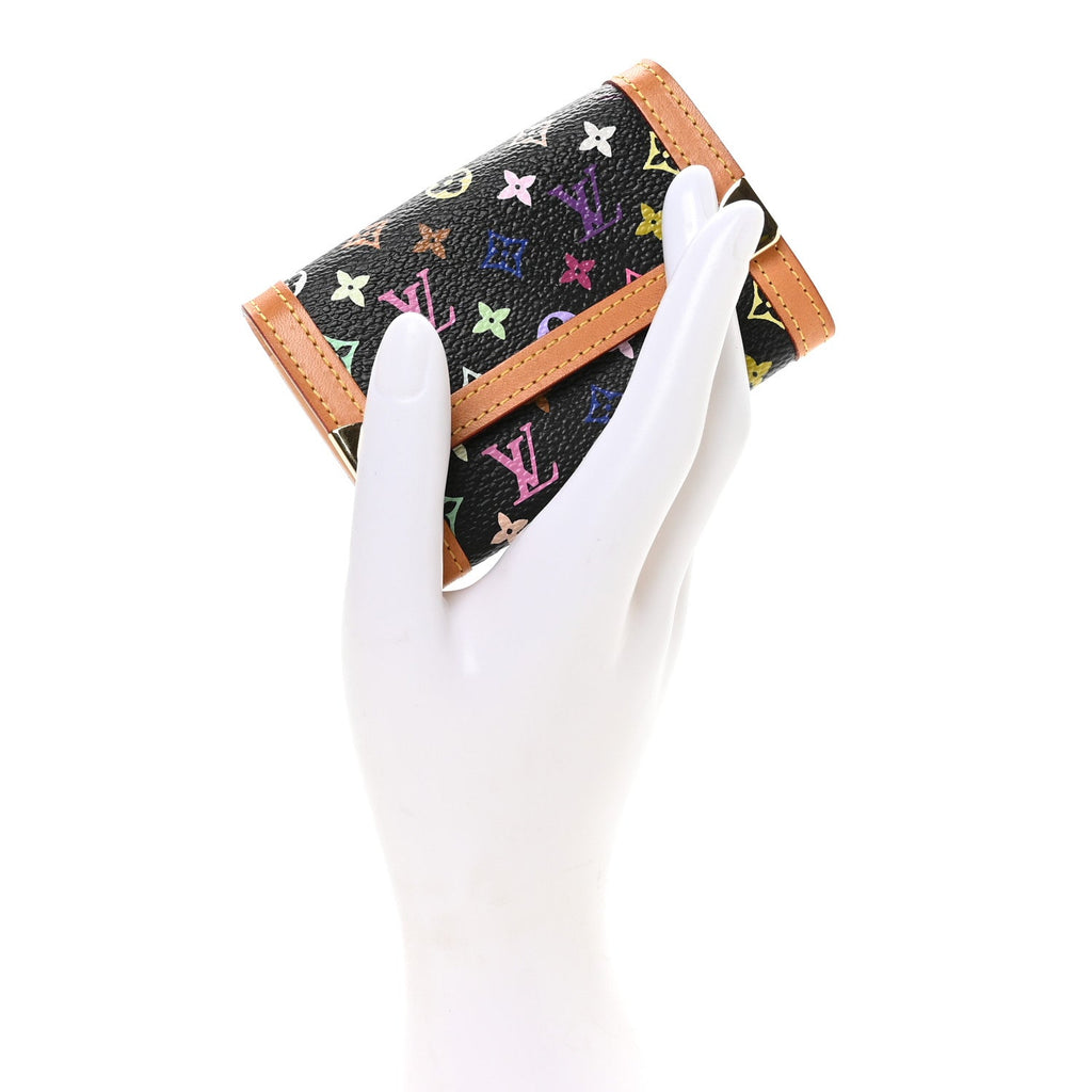 Monogram Multicolor Porte-Monnaie Plat Coin Purse Black