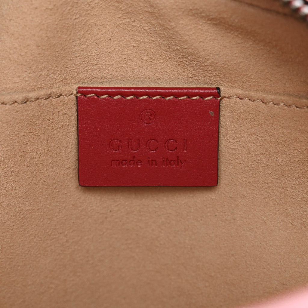 Calfskin Matelasse Small GG Marmont Chain Shoulder Bag Hibiscus Red
