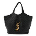 Lambskin Quilted Maxi Icare Shopping Tote Black