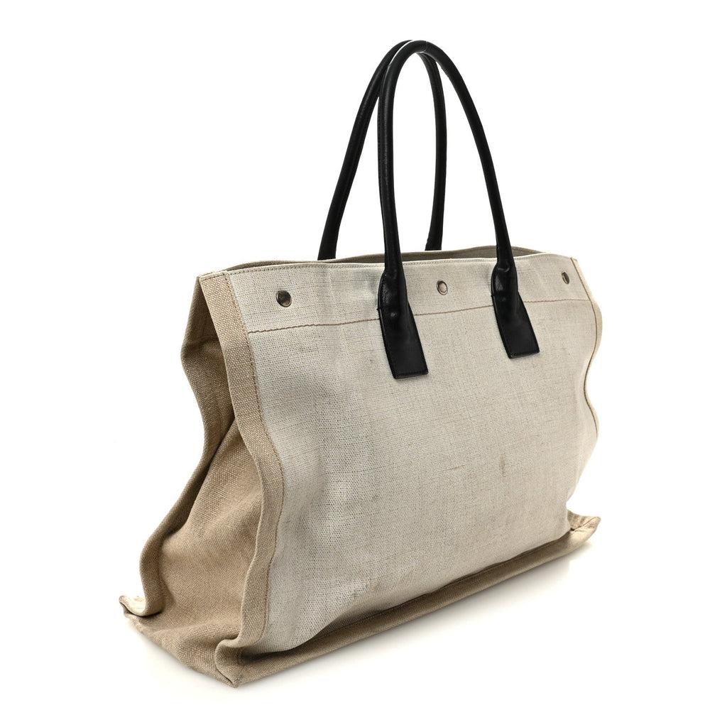 Linen Calfskin Rive Gauche Tote Optic White