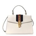 Calfskin Web Medium Sylvie Top Handle Bag White