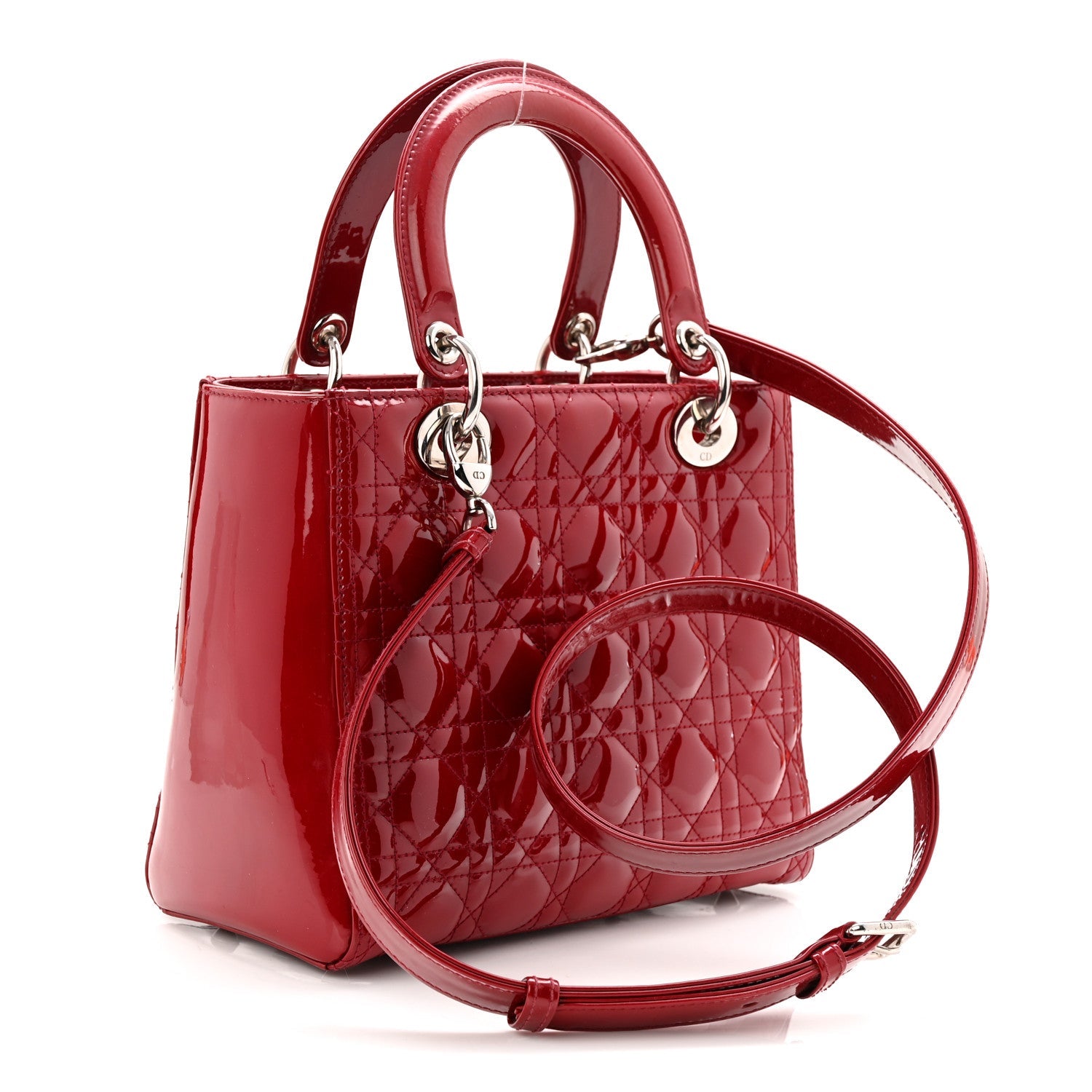 Patent Cannage Medium Lady Dior Red