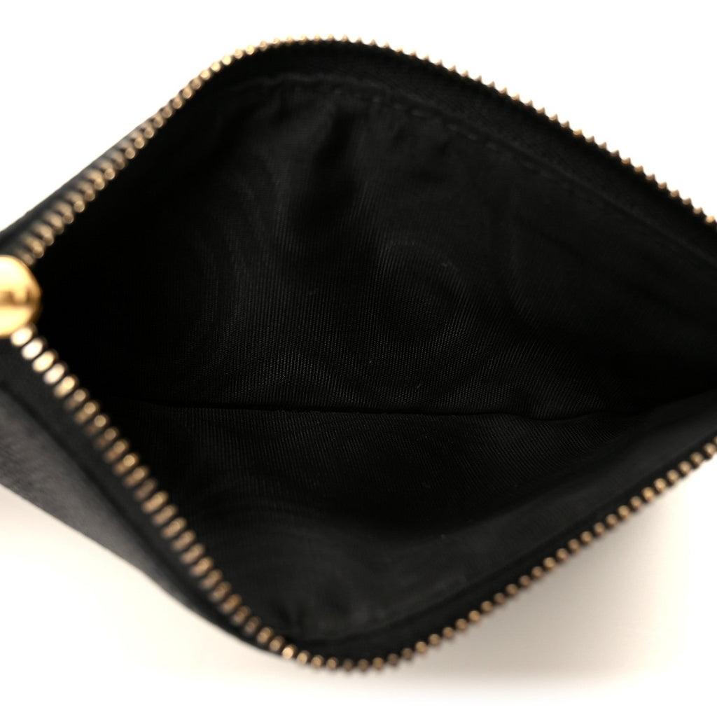 Grained Calfskin Saddle Chain Wallet Pouch Black