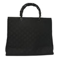 Nylon Monogram Large Bamboo Shopper Tote Black