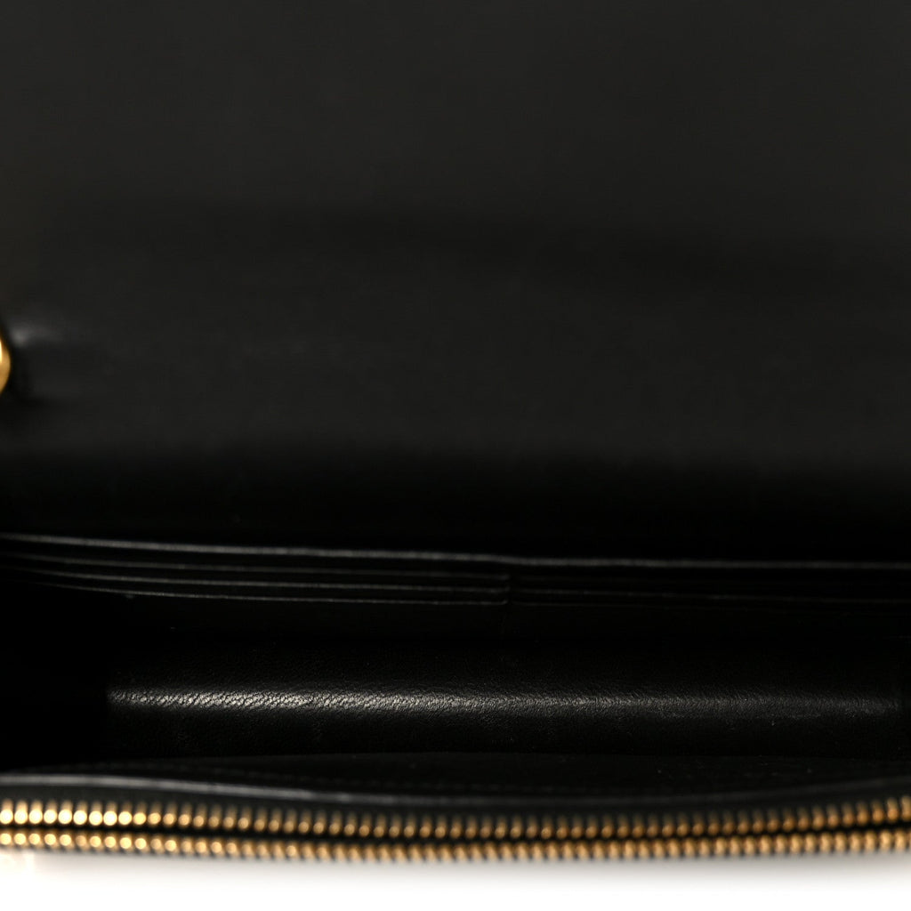 Smooth Calfskin Classic Monogram Kate Tassel Chain Wallet Black