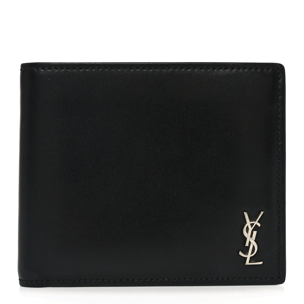 Matte Calfskin Tiny Cassandre East West Wallet Black