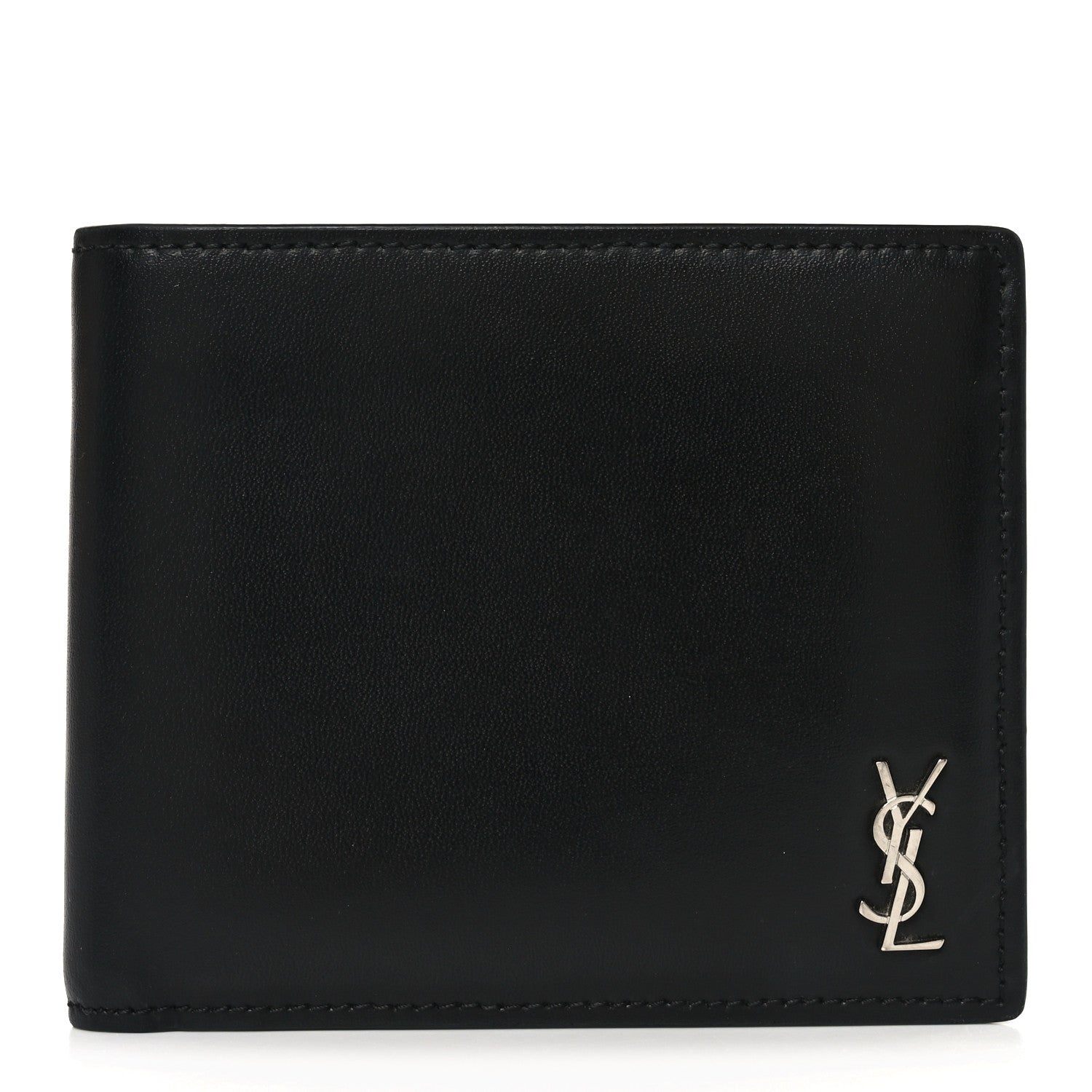 Matte Calfskin Tiny Cassandre East West Wallet Black