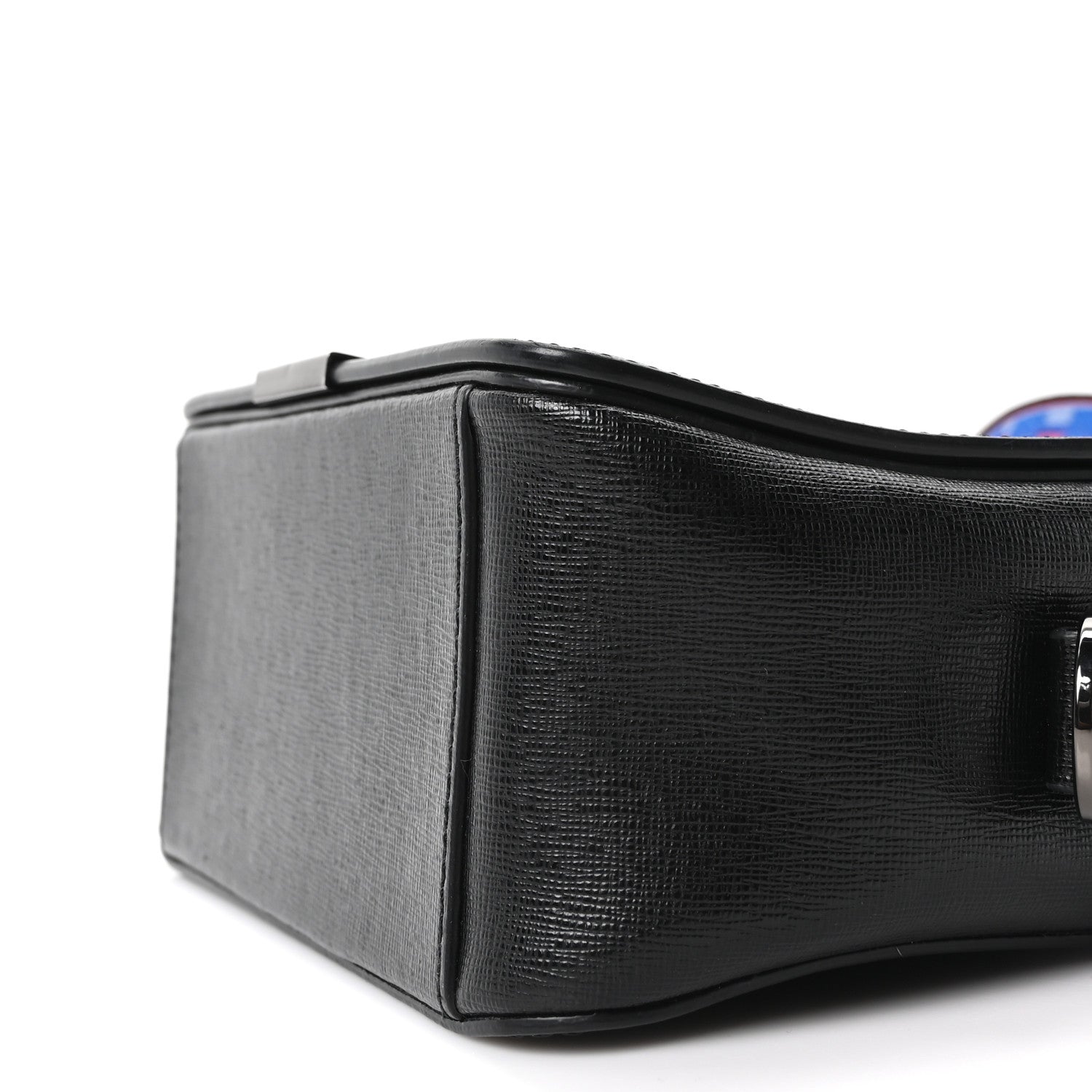 Saffiano Striped Mini Diag Binder Clip Bag Black White Indus