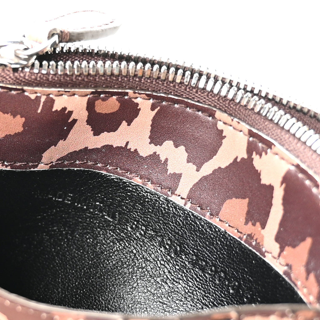 Calfskin Logo Leopard Print Cash Long Coin  Holder Beige White