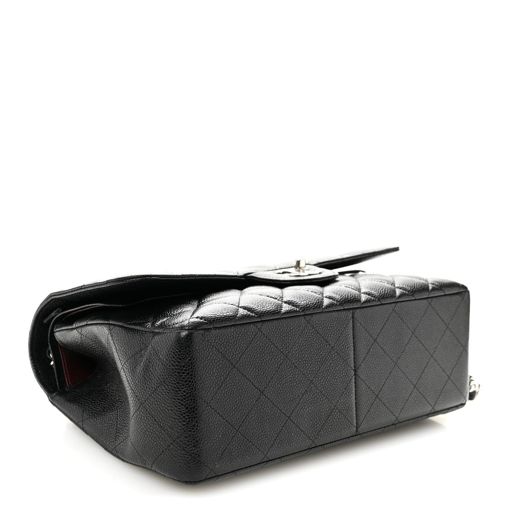 Caviar Quilted Jumbo Double Flap Black