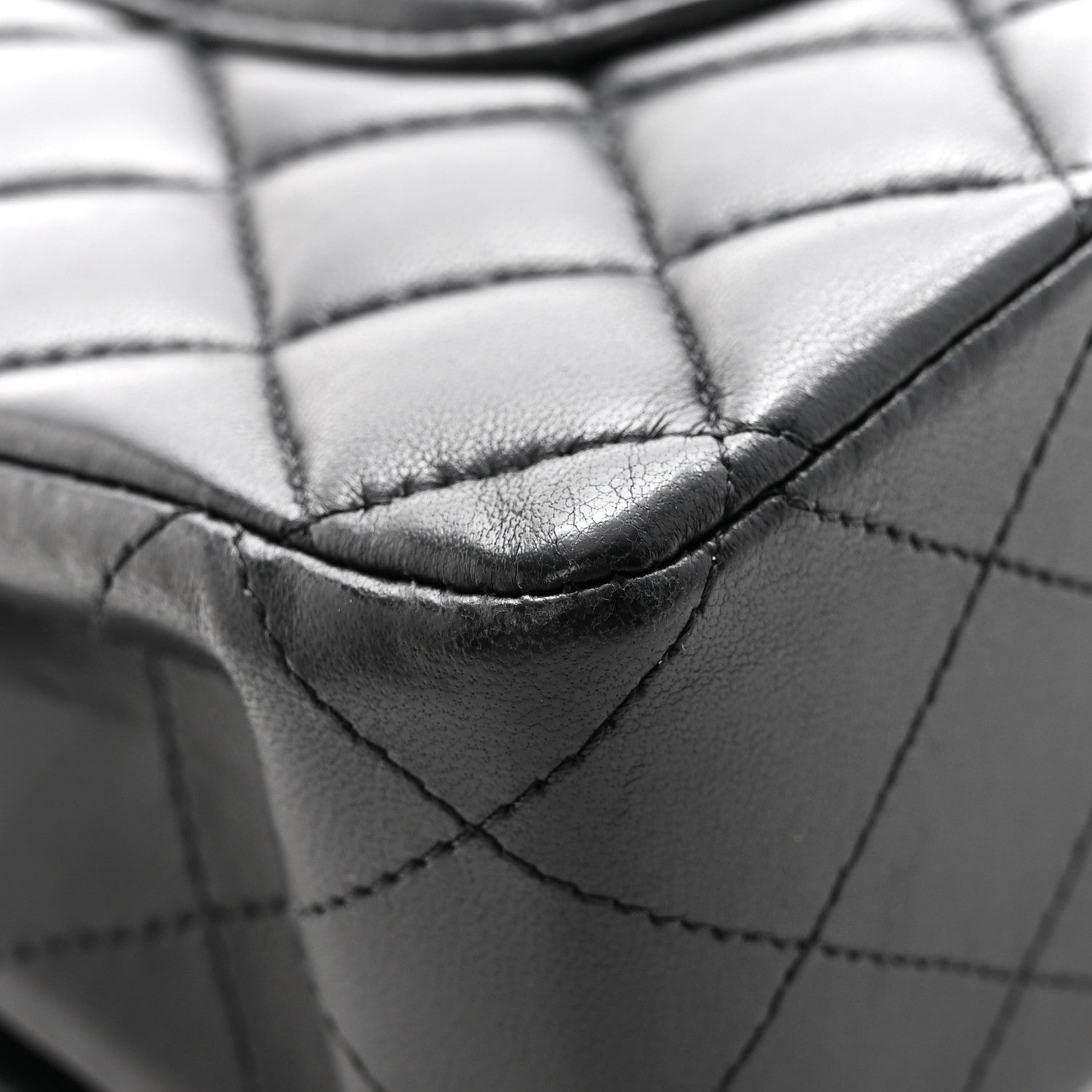 Lambskin Quilted Medium Double Flap Black